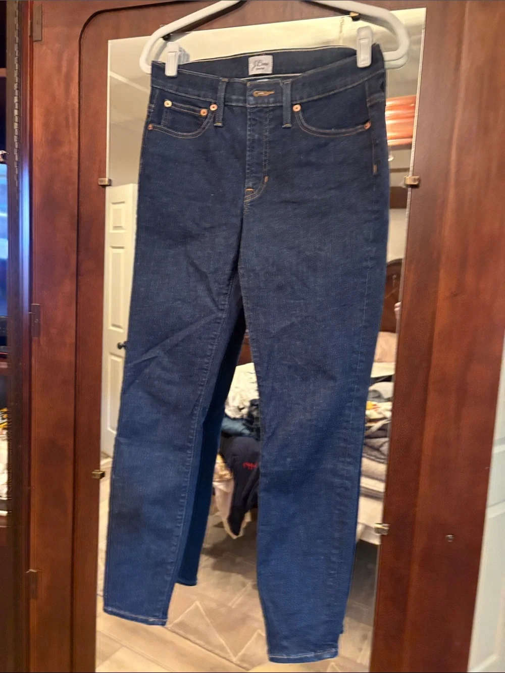 J Crew Women's High-Rise Dark Blue Straight Jeans